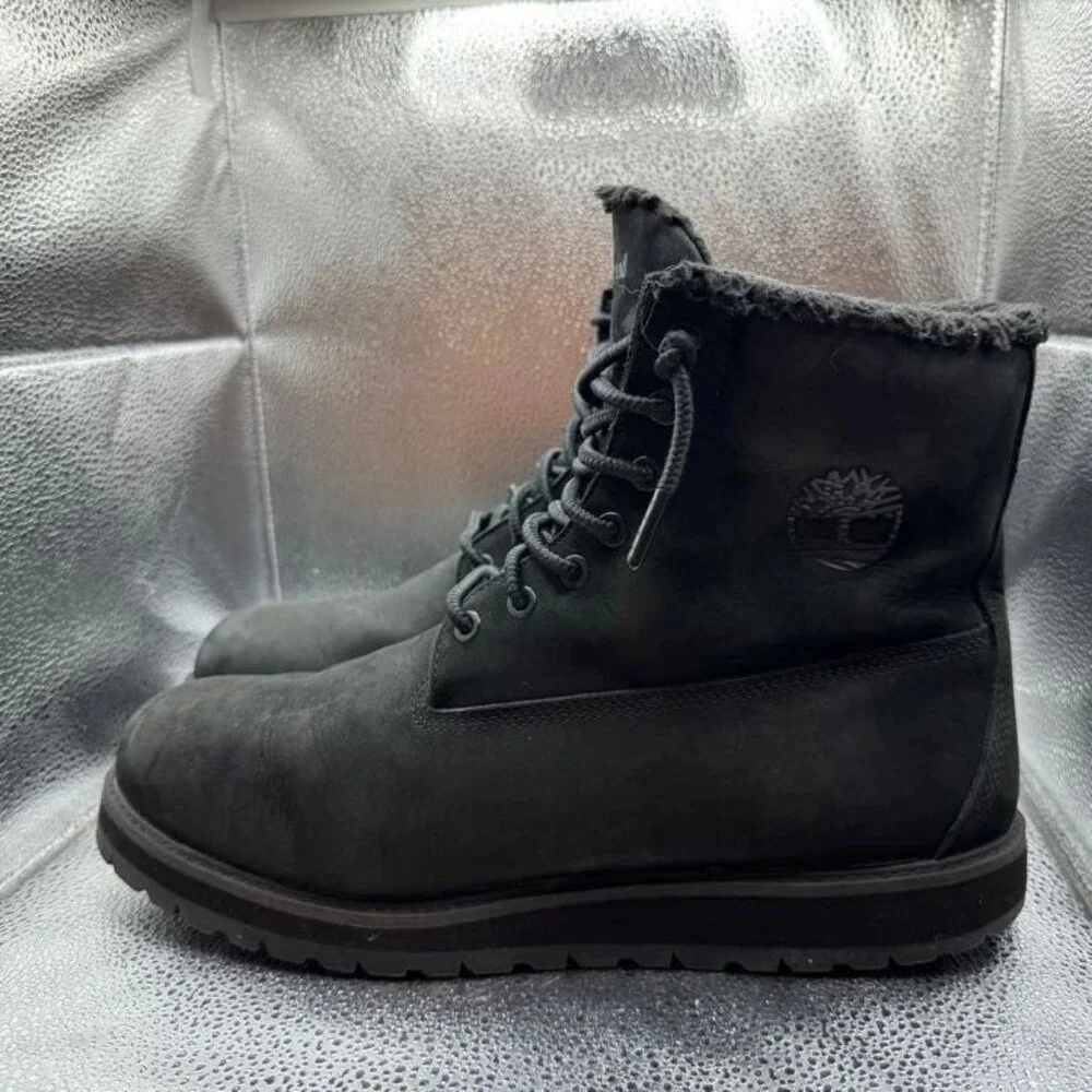 Size 11 Timberland Richmond Ridge Mens Black‎ Fur Lined Leather Waterproof Boots
